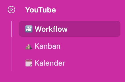 Airtable-Navigation für den YouTube-Content-Workflow mit Ansichten Workflow, Kanban und Kalender